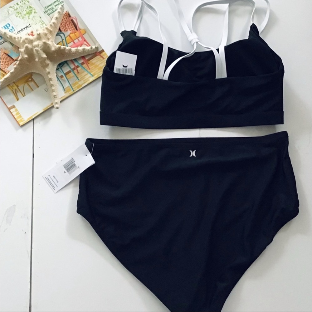 Hurley NWT Black and white two piece plus size swimsuit bathing suit Size 1X - Picture 6 of 14